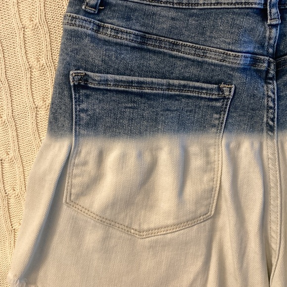 Risen Los Angeles Curvy Cutoff Denim Shorts ~ Large ~ Blue and White - Picture 4 of 11